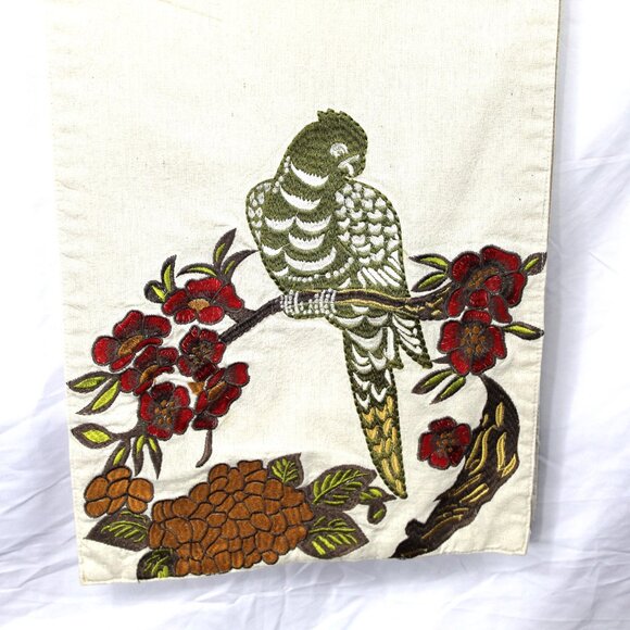Parrot and Floral Design Simply/Envogue Embroidery Muslin Fabric Table Runner - Picture 2 of 8